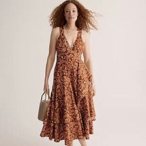 J. Crew Asymmetrical Dress in Rust Floral